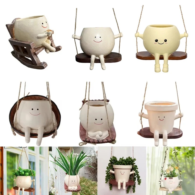 Indoor Herb Garden - Creative Rocking Chair/Swing Face Succulent Planter