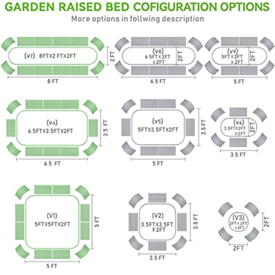 8x2x2/6.5x3.5x2/5x5x2ft Outdoo - đánh giá và giá Raised Garden Bed